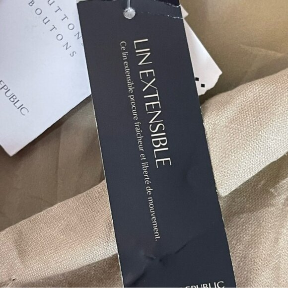 NWT Banana Republic Tan Linen Romper Short Safari Style Stretch V-Neck Size 14 - Picture 13 of 14